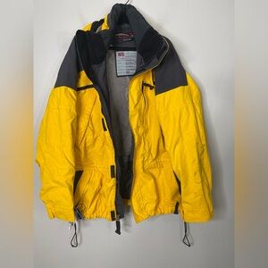 Obermeyer Eiger II Shell Snow Ski Wind Jacket Mens Size M Yellow Black stained